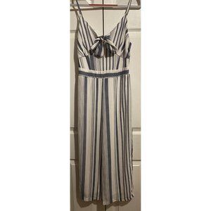 Japna size small blue white jumpsuit romper s smocked boho new sleeveless